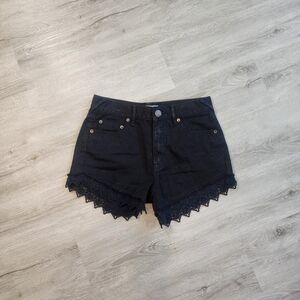 Womens Free People Lace Trim Black Shorts Size 25